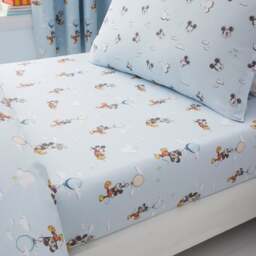 Set of 2 Disney Soft Skies Mickey Mouse 100% Cotton Fitted Sheets - thumbnail 1