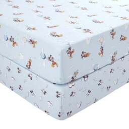 Set of 2 Disney Soft Skies Mickey Mouse 100% Cotton Fitted Sheets - thumbnail 3
