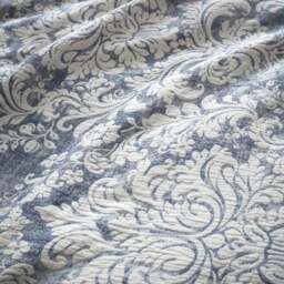 Rayna Damask Jacquard Blue 100% Cotton Duvet Cover & Pillowcase Set - thumbnail 3