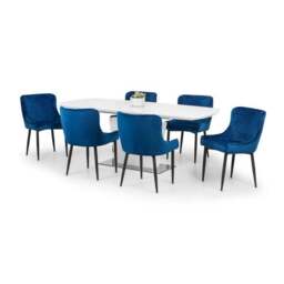 Como 6-8 Seater Rectangular Extendable Dining Table with 6 Luxe Chairs - thumbnail 2