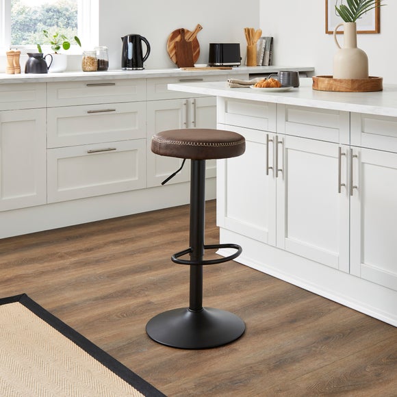 Venice Round Adjustable Height Swivel Bar Stool, Faux Leather - image 1