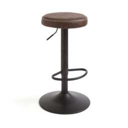 Venice Round Adjustable Height Swivel Bar Stool, Faux Leather - thumbnail 5