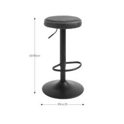 Venice Round Adjustable Height Swivel Bar Stool, Faux Leather - thumbnail 6
