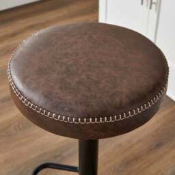 Venice Round Adjustable Height Swivel Bar Stool, Faux Leather - thumbnail 4