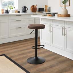 Venice Round Adjustable Height Swivel Bar Stool, Faux Leather - thumbnail 1
