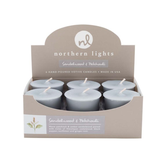 Northern Lights Set of 6 Sandalwood and Patchouli Votive Candles - image 1