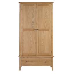 Cotswold Double 1 Drawer Wardrobe, Oak - thumbnail 1