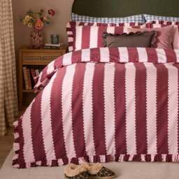 Furn. Birdie Stripe Polycotton Duvet Cover & Pillowcase Set - thumbnail 4