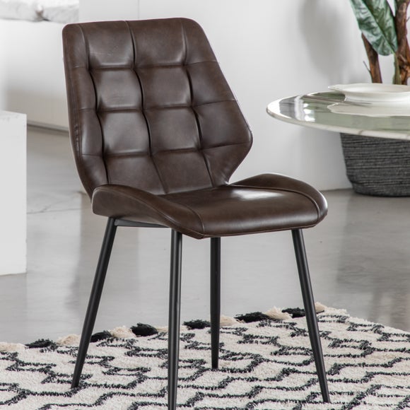 Return - Set of 2 Mesa Faux Leather Dining Chairs, Brown - image 1