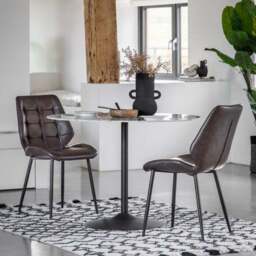 Return - Set of 2 Mesa Faux Leather Dining Chairs, Brown - thumbnail 2