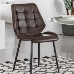 Return - Set of 2 Mesa Faux Leather Dining Chairs, Brown - thumbnail 1