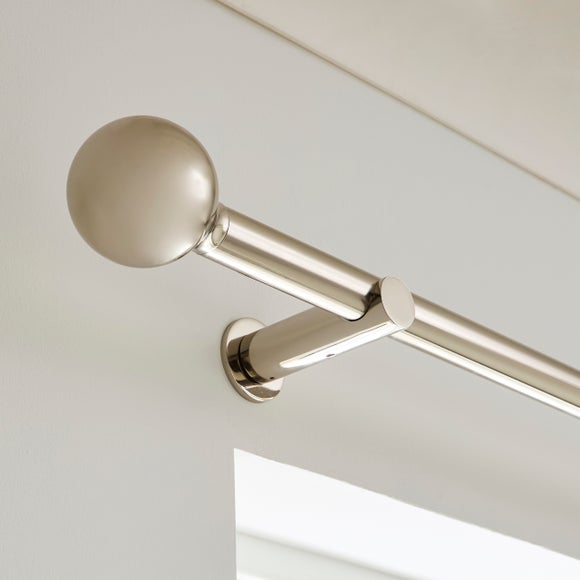 Contemporary Ball Fixed Metal Curtain Pole with Rings - image 1