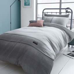Catherine Lansfield Denim Grey Duvet Cover and Pillowcase Set - thumbnail 1
