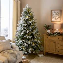 7ft Pre-lit Flocked Downswept Christmas Tree - thumbnail 1