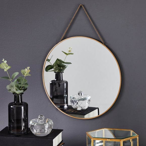 Round Hanging Chain Wall Mirror - image 1