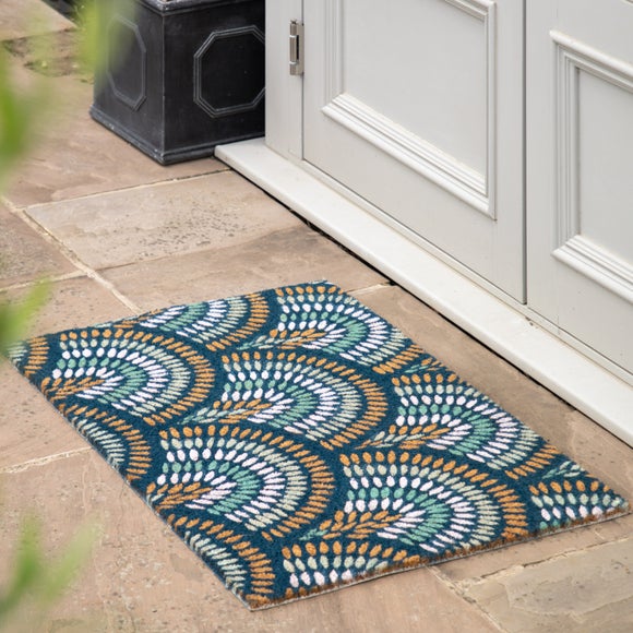 Cedar & Sage Navy Rainbow Coir Doormat - image 1