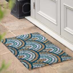 Cedar & Sage Navy Rainbow Coir Doormat - thumbnail 1