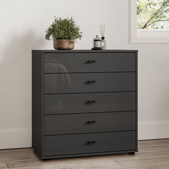 Wiemann Kahla Glass Fronted Large 5 Drawer Chest - image 1