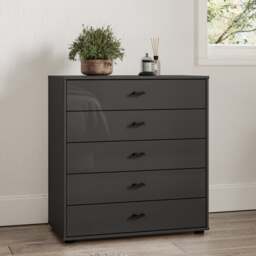 Wiemann Kahla Glass Fronted Large 5 Drawer Chest - thumbnail 1
