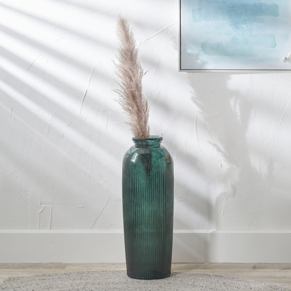 Tall Ribbed Recycled Glass Vase - image 1