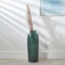 Tall Ribbed Recycled Glass Vase - thumbnail 1