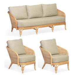 Desser Royal Rattan 3 Seater Sofa & 2 Chairs Set - thumbnail 2
