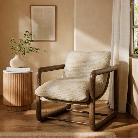 Malia Boho Stripe Chunky Wooden Occasional Armchair - image 1