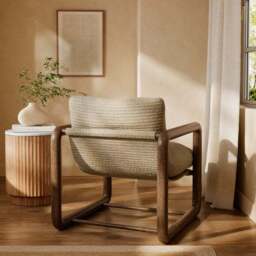 Malia Boho Stripe Chunky Wooden Occasional Armchair - thumbnail 2