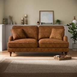 Beatrice II Relaxed Faux Leather 3 Seater Sofa Bed - thumbnail 2