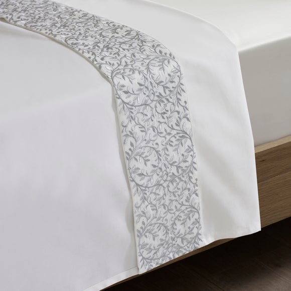 Dorma Elmley Embroidered 100% Cotton Flat Sheet - image 1