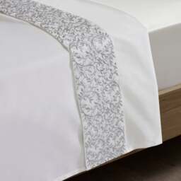 Dorma Elmley Embroidered 100% Cotton Flat Sheet - thumbnail 1
