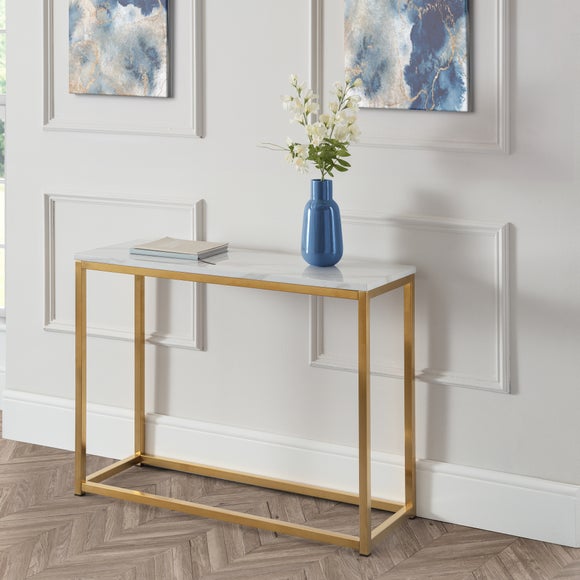 Scala Marble Effect Gold Console Table - image 1