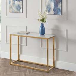 Scala Marble Effect Gold Console Table