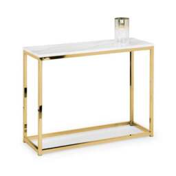 Scala Marble Effect Gold Console Table - thumbnail 3