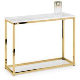 Scala Marble Effect Gold Console Table - thumbnail 2