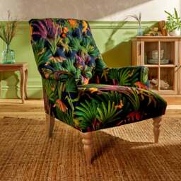 Bibury Buttoned Back Chair, Tropical Treasures Print - thumbnail 1