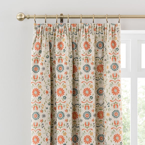 Folk Floral Pencil Pleat Curtains - image 1