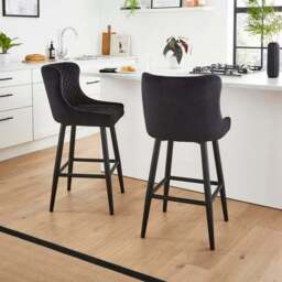 Montreal Counter Height Bar Stool, Velvet - thumbnail 2