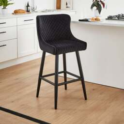 Montreal Counter Height Bar Stool, Velvet - thumbnail 1