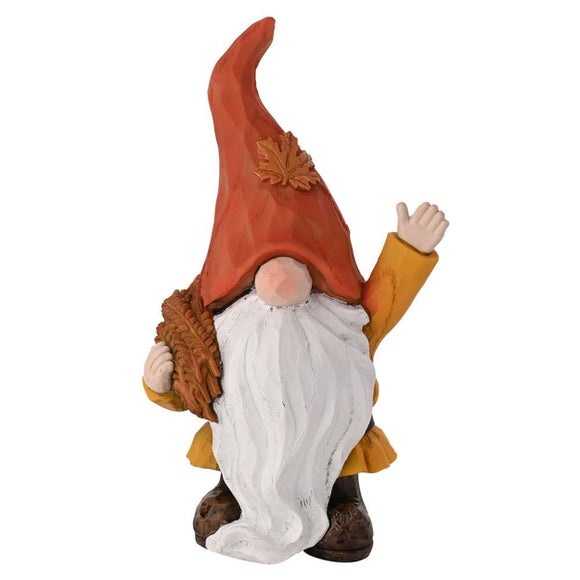 Autumn Gnome Holding Wheat Ornament - image 1