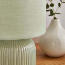Hebe Ribbed Ceramic Table Lamp - thumbnail 3