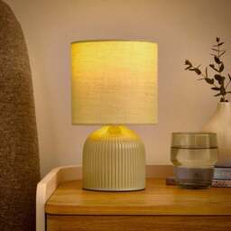 Hebe Ribbed Ceramic Table Lamp - thumbnail 2