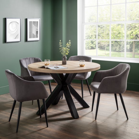 Hobart Set of 2 Scalloped Dining Chairs, Grey Velvet - image 1