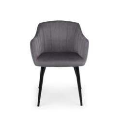 Hobart Set of 2 Scalloped Dining Chairs, Grey Velvet - thumbnail 3