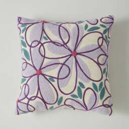 Crewel Work Floral Square Cushion - thumbnail 1