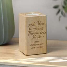 Personalised Love You to The Moon Wooden Tealight Holder - thumbnail 2