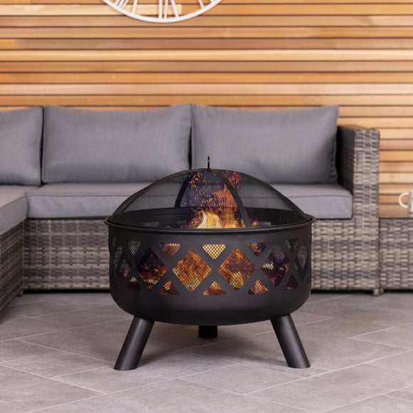 Charles Bentley Round Metal Fire Pit With Mesh Cover - image 1