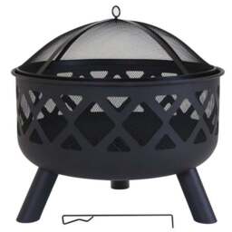 Charles Bentley Round Metal Fire Pit With Mesh Cover - thumbnail 5