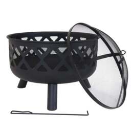 Charles Bentley Round Metal Fire Pit With Mesh Cover - thumbnail 6