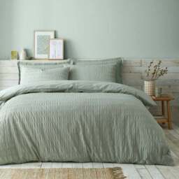 Aria Seersucker 100% Cotton Duvet Cover & Pillowcase Set - thumbnail 3